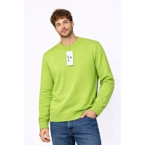 Mode of One Mens Lime Green Crewneck Knit Sweater Large Solid Long Sleeve No Tag